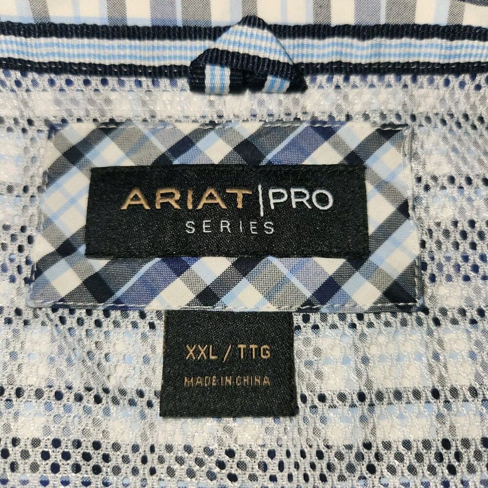 Ariat Pro Series Long Sleeve Plaid Button Down Shirt Men XXL Blue Cowboy Western - Picture 5 of 5